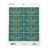ゴールデンスケップとミツバチ生蜂蜜ラベルティール（緑がかった色） ラベル (フルシート)