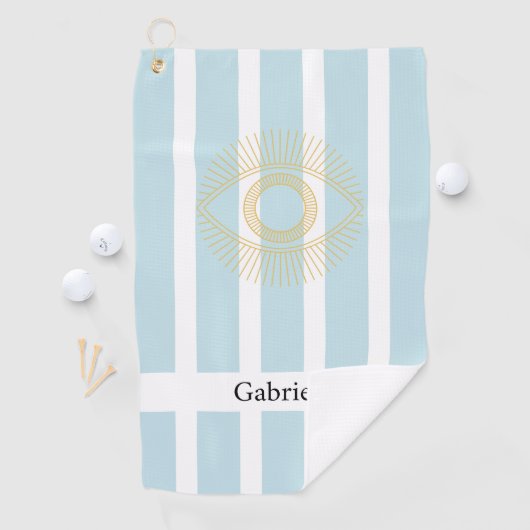 ゴールデンスタイリッシュストライプホテルソフトブルーディーンティグリークアイズ ゴルフタオル (インサイチュ)