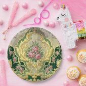 ゴールデンスタイリッシュバロック・ロココピンクローズ結婚ズ ペーパープレート (パーティー)