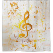 ゴールデンスタイリッシュ調和ミュージカルカオスアイボリー シャワーカーテン (正面)