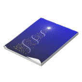 ゴールデンスターのある大きな青いクリスマスツリー ノートパッド (回転)