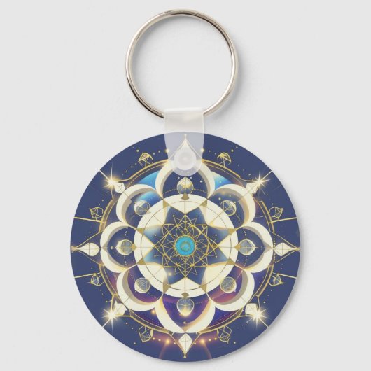 ゴールデンスターアライメント - 神聖幾何学の宇宙 キーホルダー (正面)