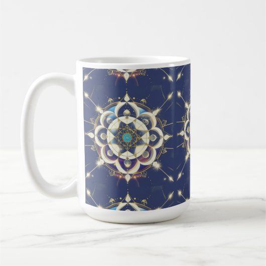 ゴールデンスターアライメント - 神聖幾何学の宇宙 コーヒーマグカップ (左)
