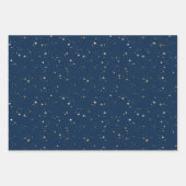 ゴールデンスターオンブルーナイトパターン ラッピングペーパーシート (正面2)