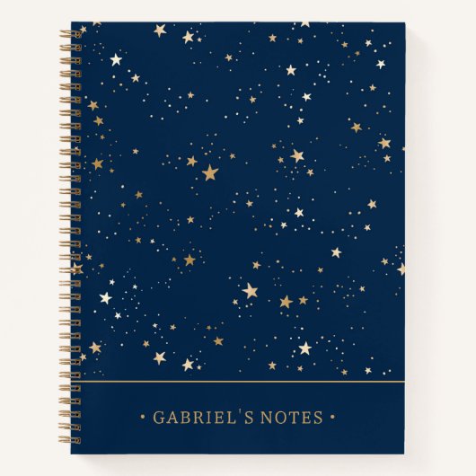 ゴールデンスターオンブルーナイト |名前の追加 ノートブック (正面)