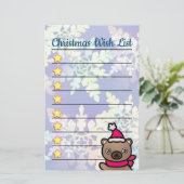 ゴールデンスタークリスマスで愛らしいテディベア 便箋 (スタンド正面)