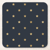 ゴールデンスターズオンミッドナイトブラック スクエアペーパーコースター (正面)