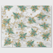 ゴールデンスターズグリッターとホリーベリー葉& ラッピングペーパー (フラット)