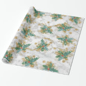ゴールデンスターズグリッターとホリーベリー葉& ラッピングペーパー (アンロールド)