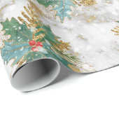 ゴールデンスターズグリッターとホリーベリー葉& ラッピングペーパー (ロールコーナー)