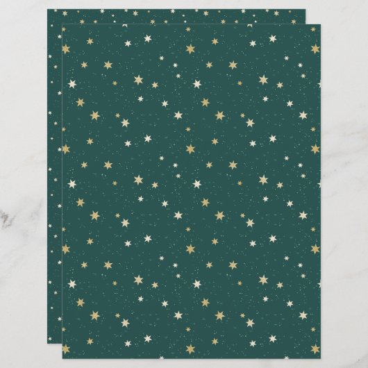 ゴールデンスターズグリーンスカイクリスマススクラップブック紙 (正面/裏面)