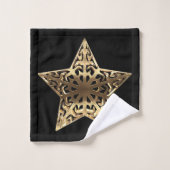 ゴールデンスターズブラックアンド金ゴールドエレガントタイポグラフィ バスタオルセット (ウォッシュタオル)