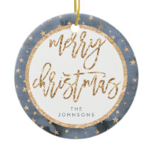 ゴールデンスターズメリークリスマスオーナメントセラミック