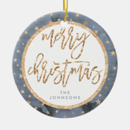 ゴールデンスターズメリークリスマスオーナメントセラミック セラミックオーナメント