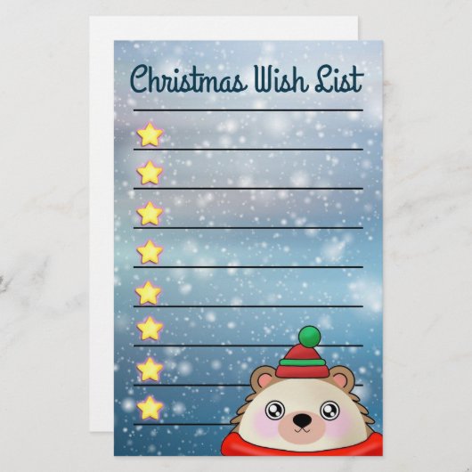 ゴールデンスターズ文房具で愛らしいハリネズミ 便箋 (正面/裏面)