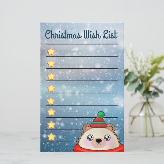 ゴールデンスターズ文房具で愛らしいハリネズミ 便箋 (スタンド正面)