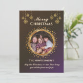 ゴールデンスターズ&スノーフレーク写真クリスマス シーズンカード (スタンド正面)