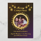 ゴールデンスターズ&スノーフレーク写真クリスマス 箔シーズンカード (正面)