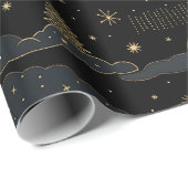 ゴールデンスターズ&ムーンナイトスカイラッピング紙 ラッピングペーパー (ロールコーナー)