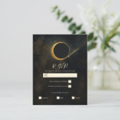 ゴールデンスターダスト日食の天体結婚式RSVP 招待状 (スタンド正面)