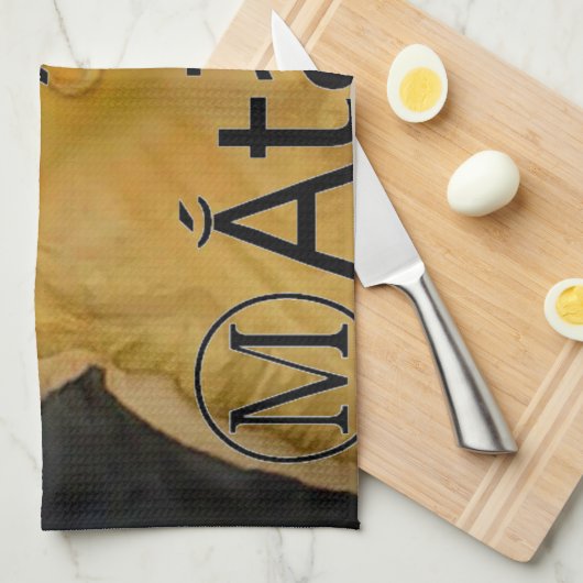 ゴールデンスターハクナマタタアートプリント キッチンタオル (四つ折り)