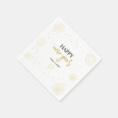 ゴールデンスターバースト新年会パーティー スタンダードカクテルナプキン (角)