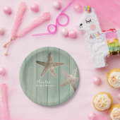 ゴールデンスターフィッシュ&ウッドエレガントビーチカスタムパーティー ペーパープレート (パーティー)