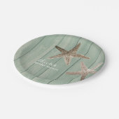 ゴールデンスターフィッシュ&ウッドエレガントビーチカスタムパーティー ペーパープレート (アングル)