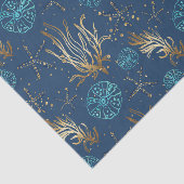 ゴールデンスターフィッシュ&コーラルリーフパターンオンブルー 薄葉紙 (詳細)