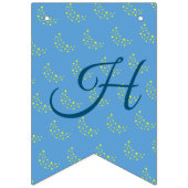 ゴールデンスターリームーンオンピクトンブルーハッピーバースデー バンティングフラッグ (第2の旗)