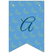 ゴールデンスターリームーンオンピクトンブルーハッピーバースデー バンティングフラッグ (第3の旗)