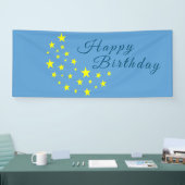 ゴールデンスターリームーンオンピクトンブルーハッピーバースデー 横断幕 (トレードショー)