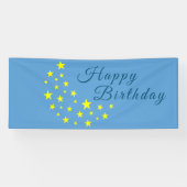ゴールデンスターリームーンオンピクトンブルーハッピーバースデー 横断幕 (横)