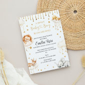 ゴールデンスター男の赤ちゃんシャワースリーピングフォレスト動物 招待状