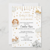 ゴールデンスター男の赤ちゃんシャワースリーピングフォレスト動物 招待状 (正面)