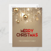 ゴールデンスター、オーナメント、メリークリスマス シーズンポストカード (正面/裏面)
