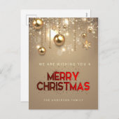 ゴールデンスター、オーナメント、メリークリスマス シーズンポストカード (正面/裏面)