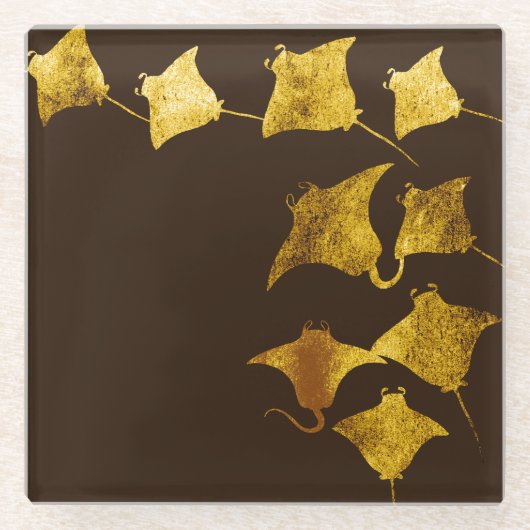 ゴールデンスティングレイ ガラスコースター (正面)