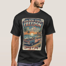 ゴールデンステート フリーダム カリフォルニア レトロ オープンカー Tシャツ