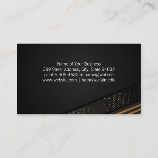 ゴールデンストライプのラグジュアリーと斑点の背景 名刺 (裏面)
