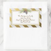 ゴールデンストライプクリスマスステッカー 長方形シール (バッグ)