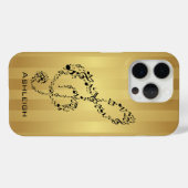 ゴールデンストライプズブラックトレブルクレフ、 音符記号ミュージックノート Case-Mate iPhoneケース (裏面 (横))