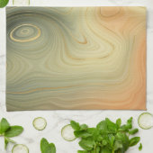 ゴールデンストラタ |ピーチ焦げオレンジ緑の瑪瑙 キッチンタオル (折り畳み)