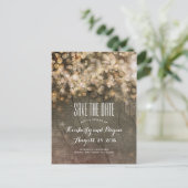 ゴールデンストリングライト素朴ウッド日付を保存 案内ポストカード (スタンド正面)