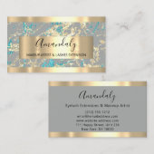 ゴールデンストロークズグレーグリッターブルーマーブル 名刺 (正面/裏面)