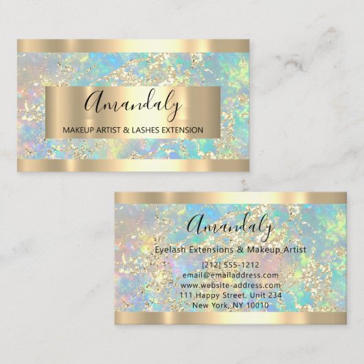 ゴールデンストロークマーブル美しいショップホログラフィー 名刺 (正面/裏面)