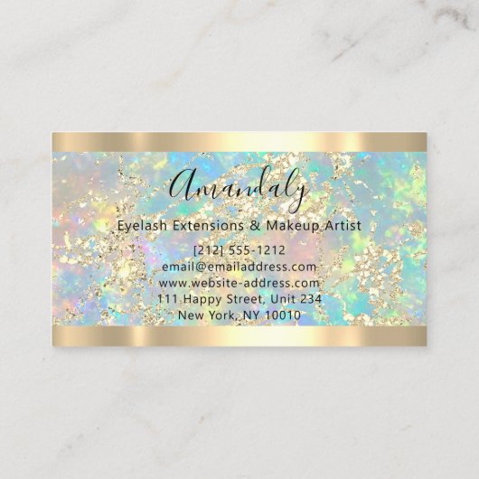 ゴールデンストロークマーブル美しいショップホログラフィー 名刺 (裏面)