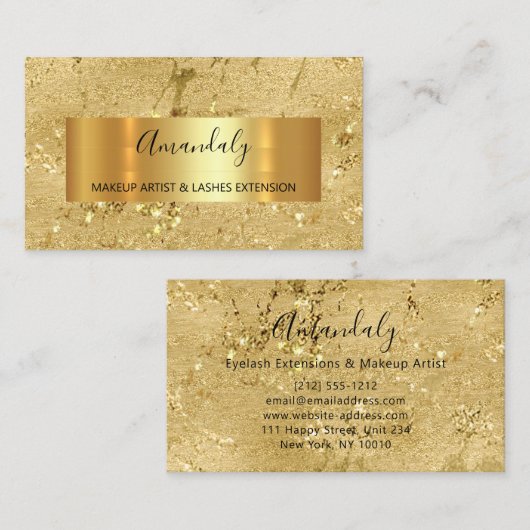 ゴールデンストローク美しいショップミニマリズムエレガント 名刺 (正面/裏面)