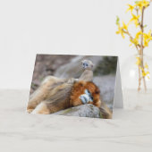 ゴールデンスヌブノーズモンキーパパウィズベビー カード (黄色い花)