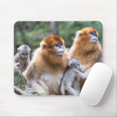 ゴールデンスヌブノーズモンキーファミリー マウスパッド (マウス)